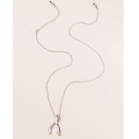 🍀 Style & Glamour Silver Lucky Wishbone Pendant Necklace - New With Tags - Picture 5 of 7